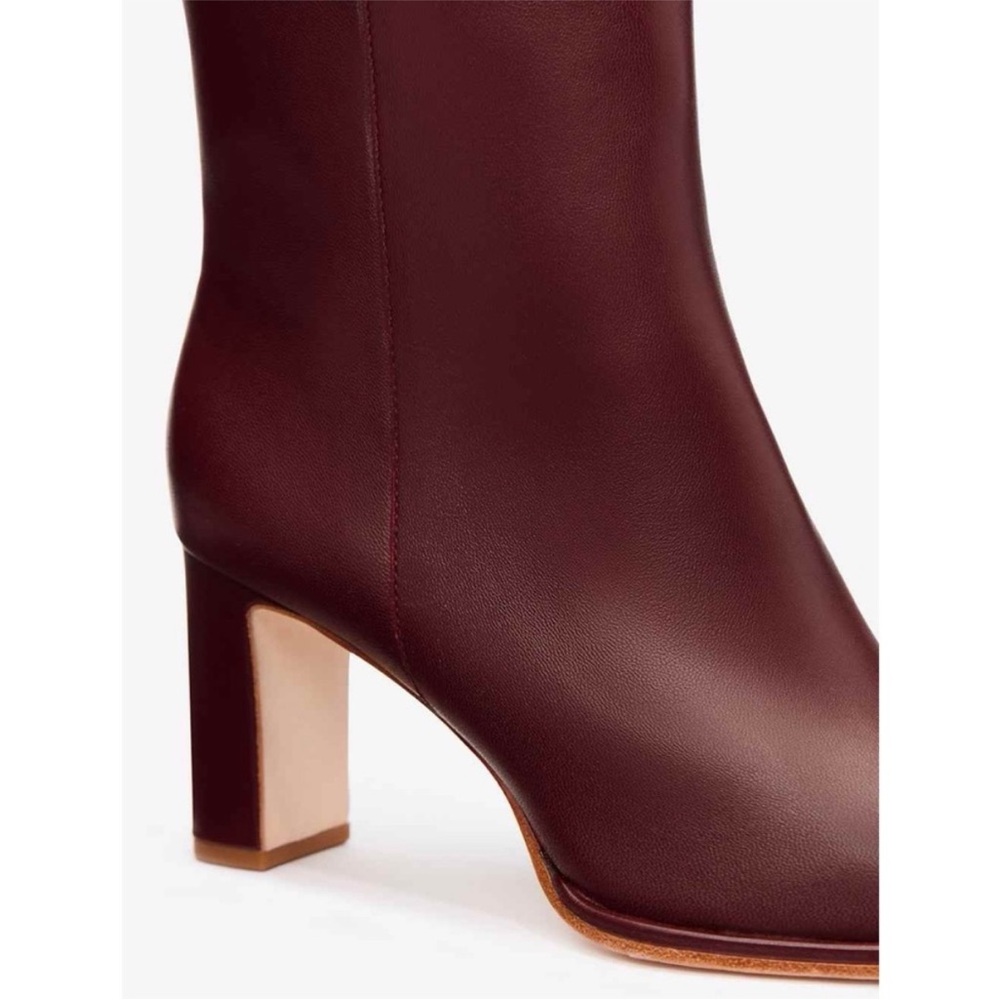 Reformation Gillian Burgundy Leather Ankle Boots - Picture 4 of 15